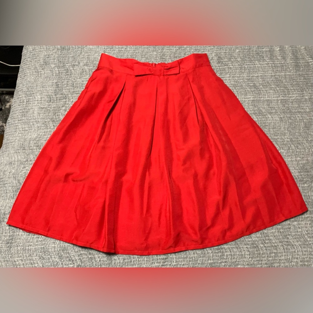 Red MIDI Women’s Lined Skirt - Picture 3 of 14